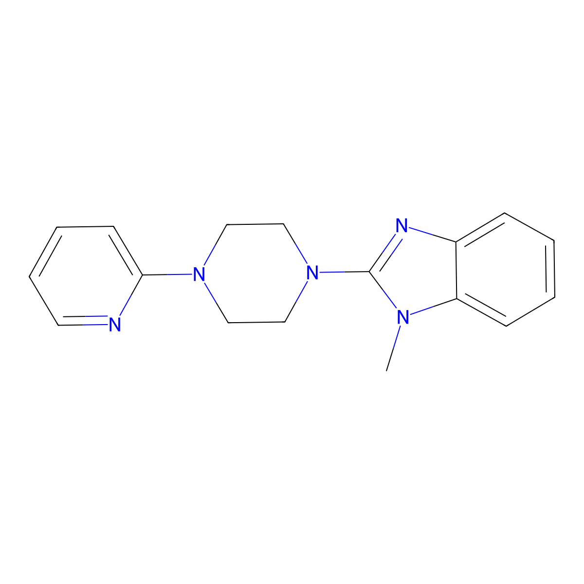 1-methyl-2-[4-(pyridin-2-yl)piperazin-1-yl]-1H-1,3-benzodiazole molecular structure, CAS 2320923-51-9