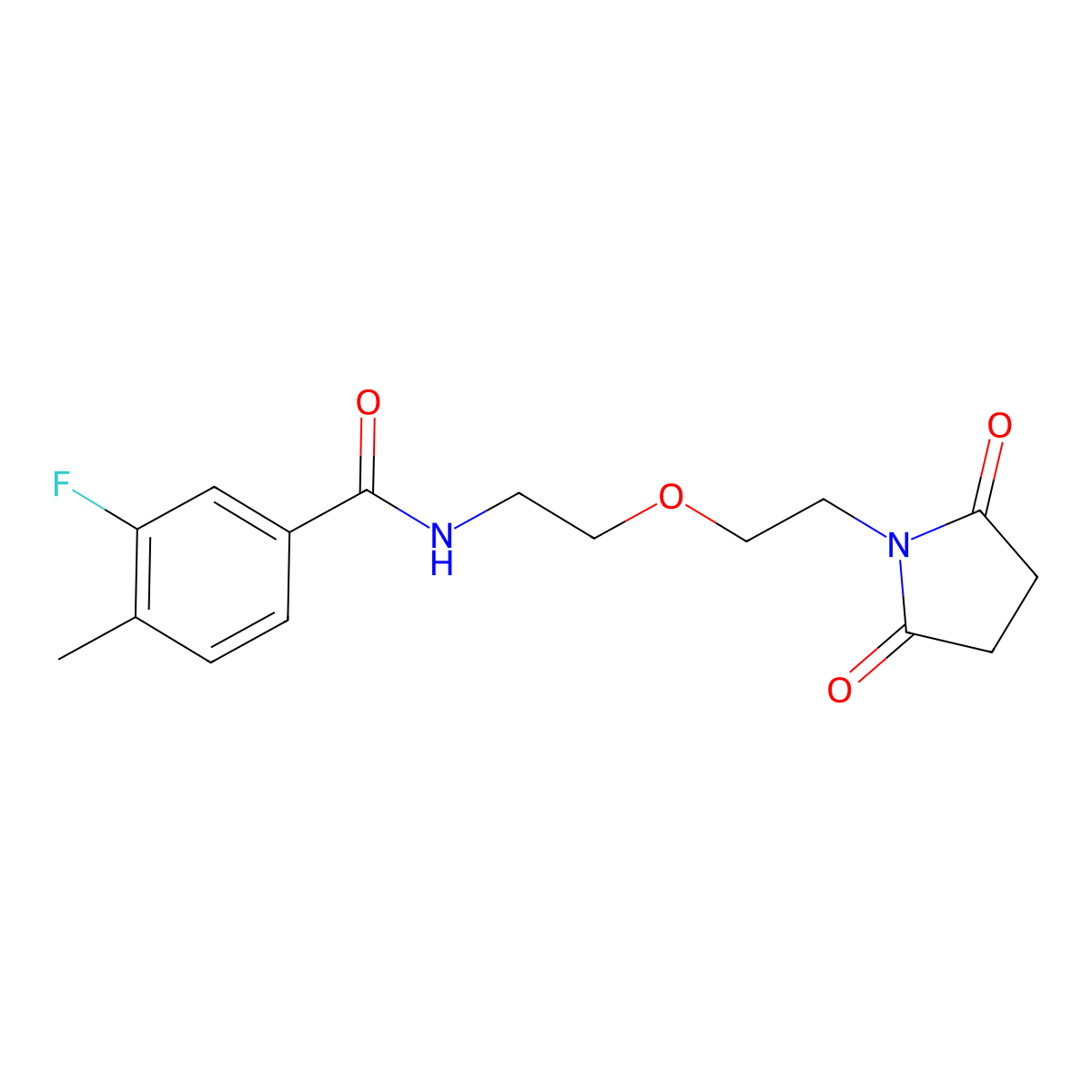 N-{2-[2-(2,5-dioxopyrrolidin-1-yl)ethoxy]ethyl}-3-fluoro-4-methylbenzamide molecular structure, CAS 2320923-63-3
