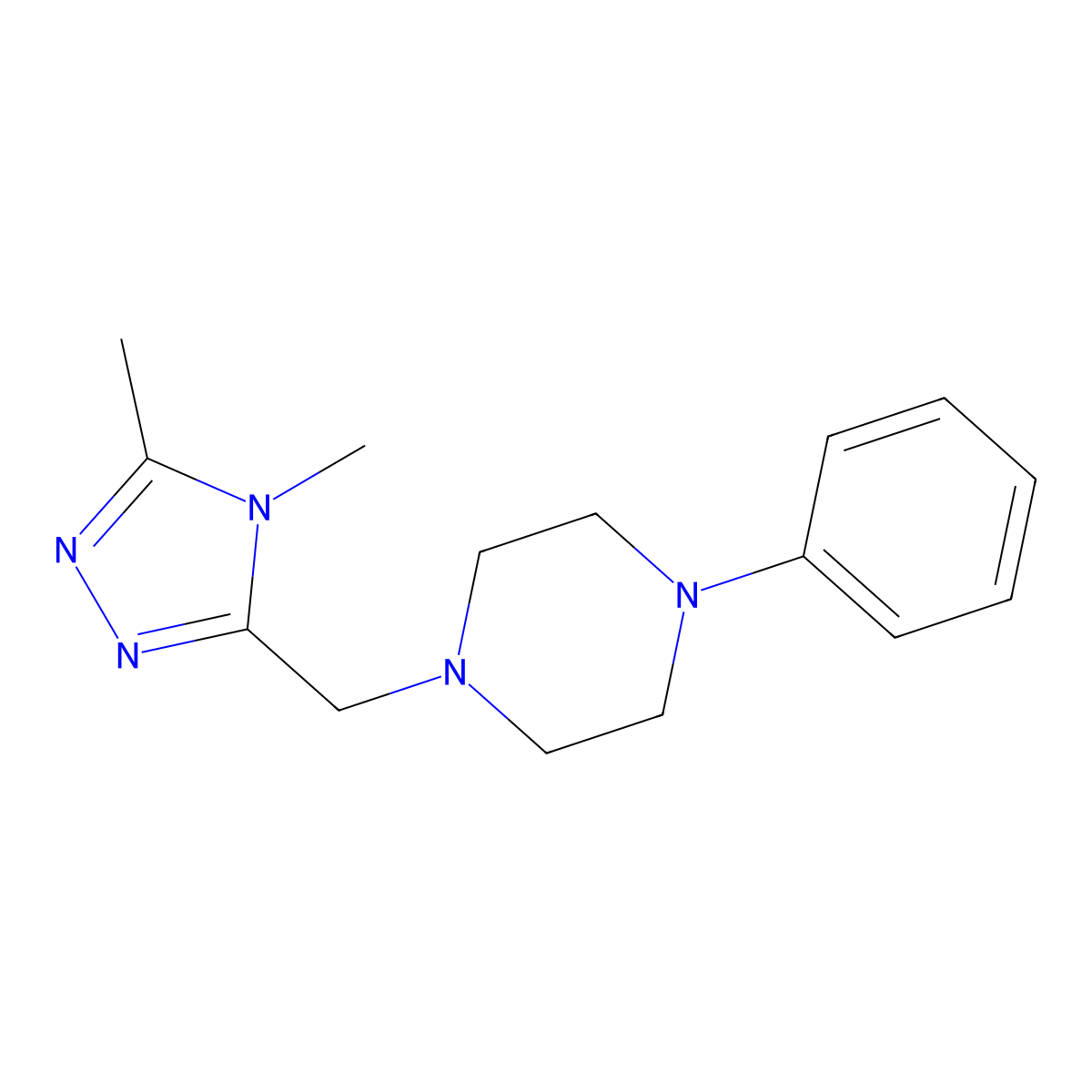 1-[(4,5-dimethyl-4H-1,2,4-triazol-3-yl)methyl]-4-phenylpiperazine molecular structure, CAS 2320923-74-6