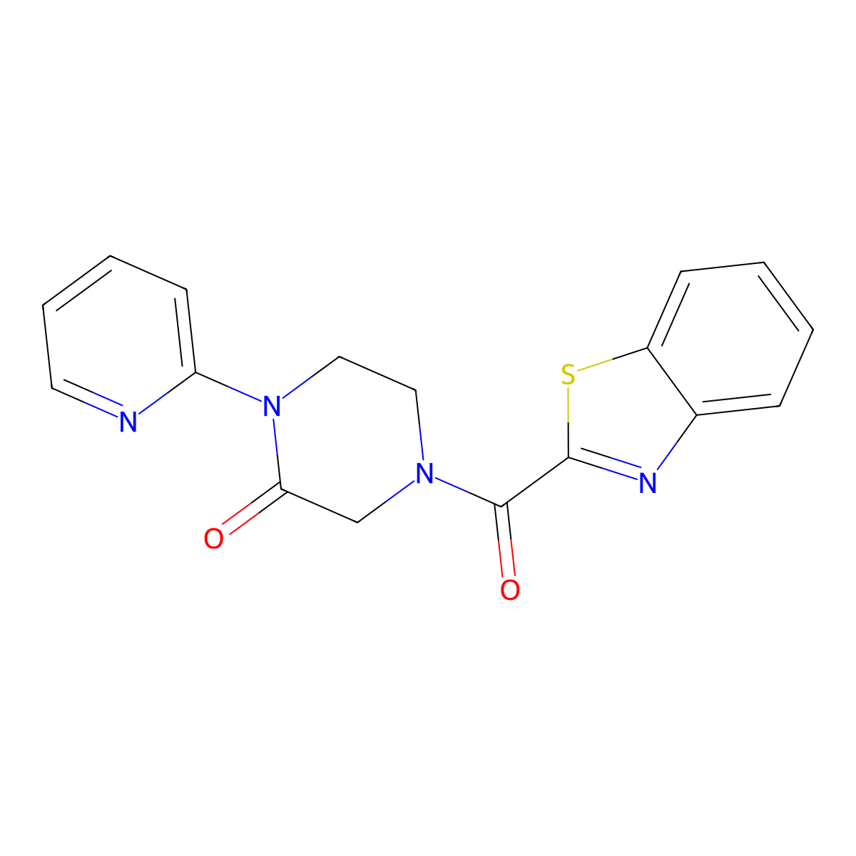 4-(1,3-Benzothiazole-2-carbonyl)-1-(pyridin-2-yl)piperazin-2-one molecular structure, CAS 2320923-88-2