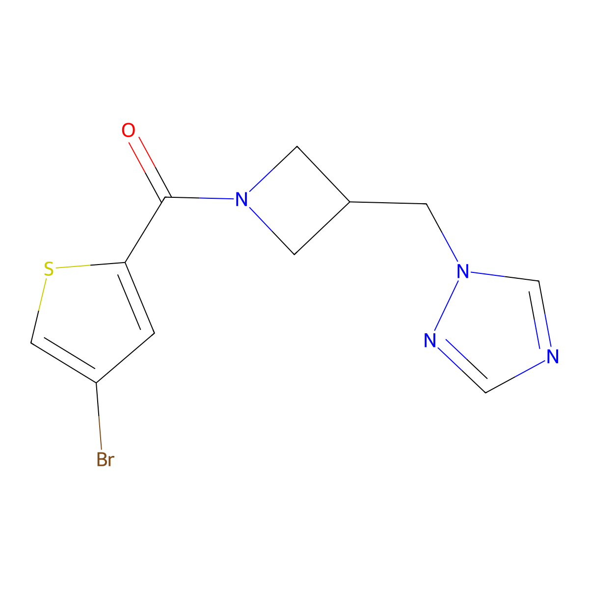 1-{[1-(4-bromothiophene-2-carbonyl)azetidin-3-yl]methyl}-1H-1,2,4-triazole molecular structure, CAS 2320923-91-7
