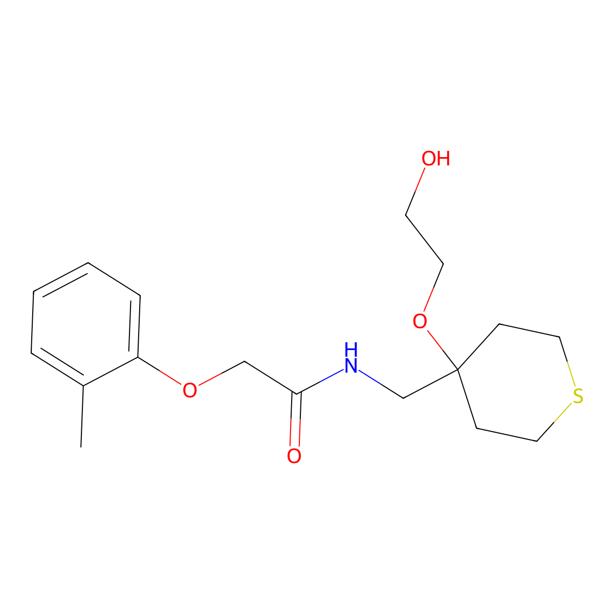 N-{[4-(2-hydroxyethoxy)thian-4-yl]methyl}-2-(2-methylphenoxy)acetamide molecular structure, CAS 2320924-08-9