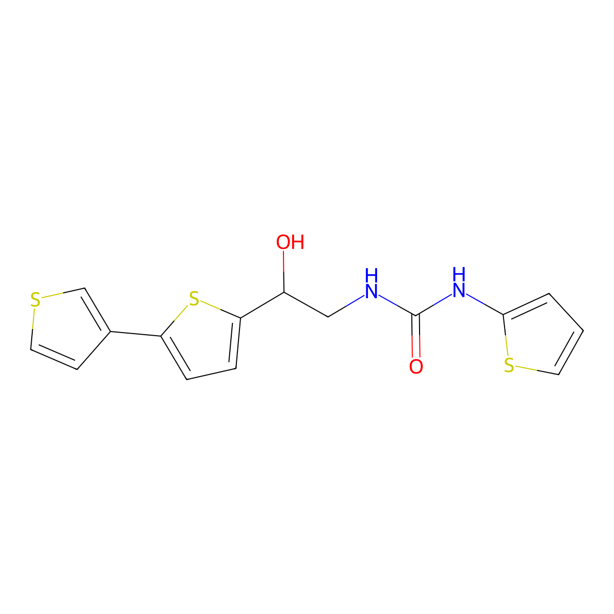 3-(2-{[2,3'-Bithiophene]-5-yl}-2-hydroxyethyl)-1-(thiophen-2-yl)urea molecular structure, CAS 2320924-11-4