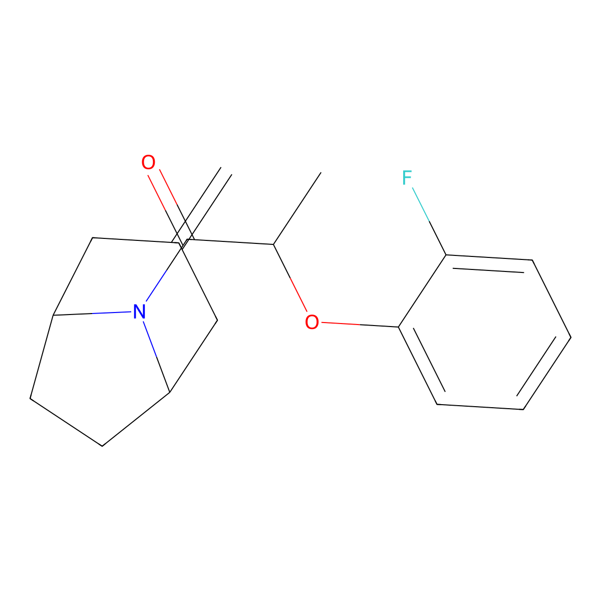 2-(2-Fluorophenoxy)-1-{3-methylidene-8-azabicyclo[3.2.1]octan-8-yl}propan-1-one molecular structure, CAS 2320924-20-5