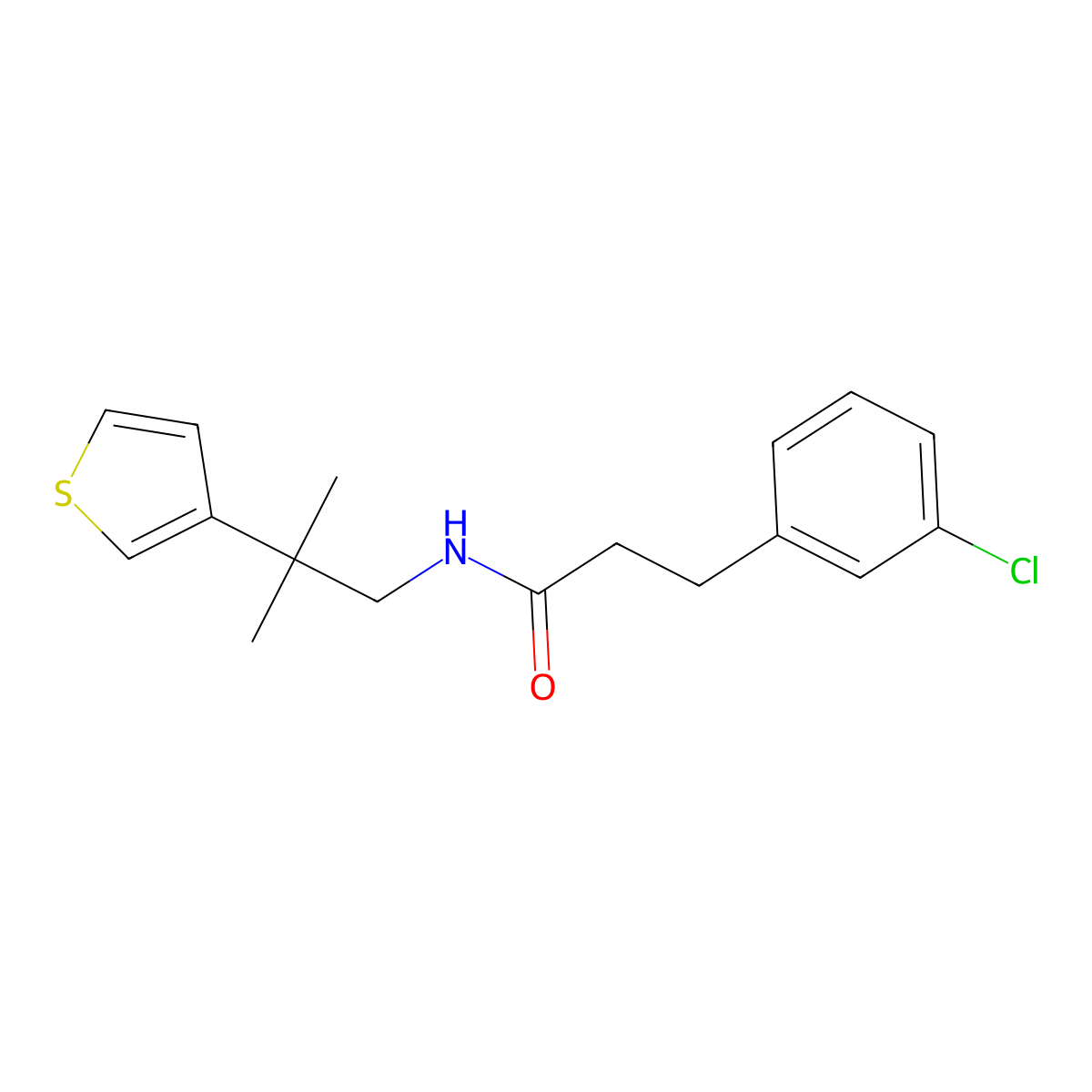 3-(3-chlorophenyl)-N-(2-methyl-2-(thiophen-3-yl)propyl)propanamide molecular structure, CAS 2320924-70-5