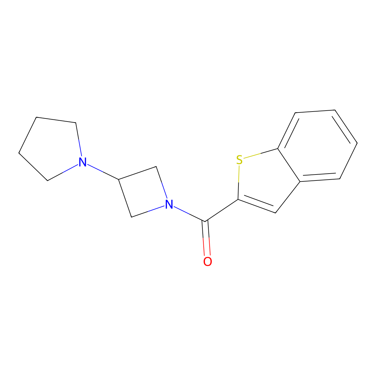 1-[1-(1-Benzothiophene-2-carbonyl)azetidin-3-yl]pyrrolidine molecular structure, CAS 2320924-87-4