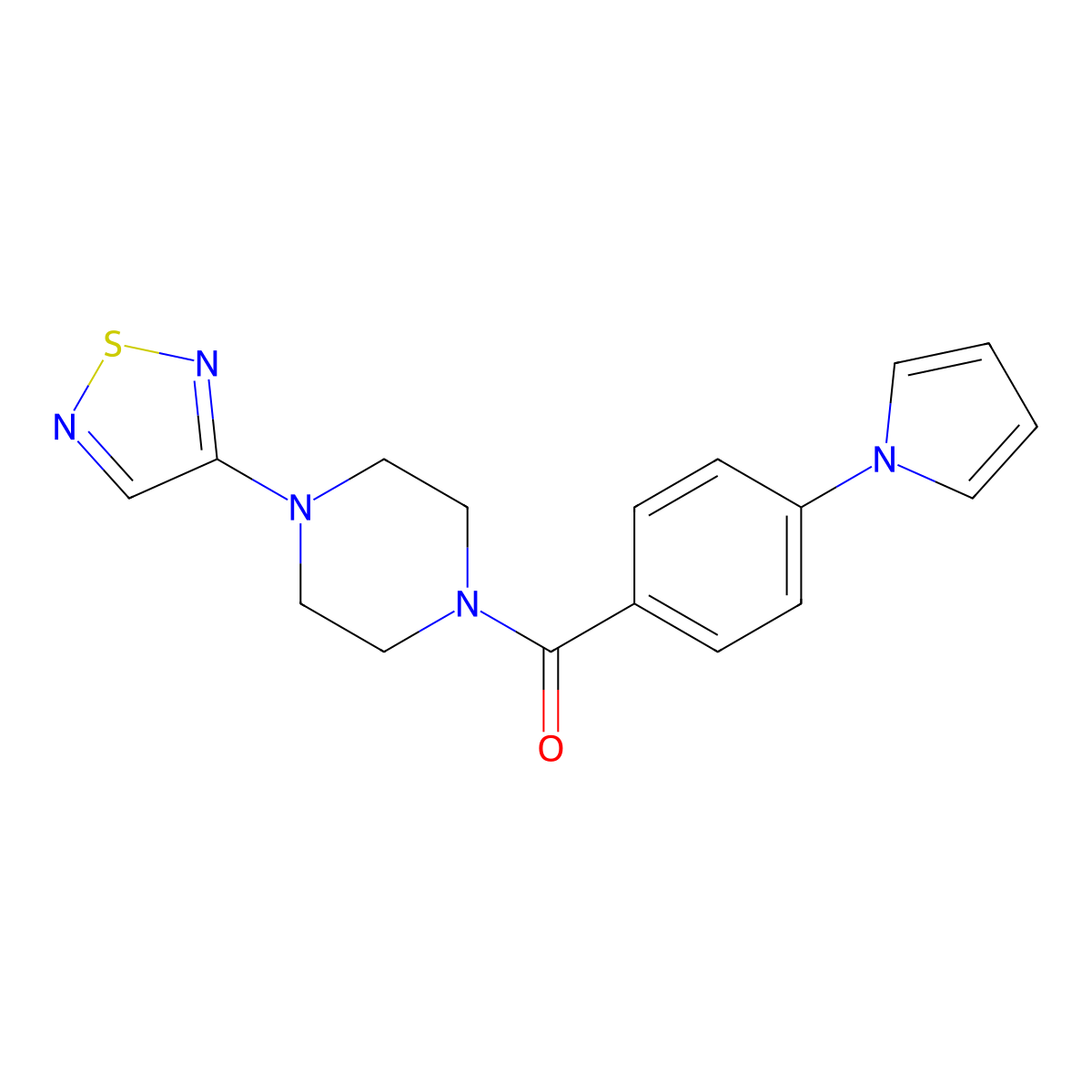 1-[4-(1H-pyrrol-1-yl)benzoyl]-4-(1,2,5-thiadiazol-3-yl)piperazine molecular structure, CAS 2320924-97-6