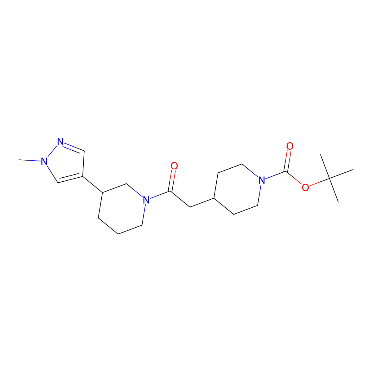 tert-butyl 4-{2-[3-(1-methyl-1H-pyrazol-4-yl)piperidin-1-yl]-2-oxoethyl}piperidine-1-carboxylate molecular structure, CAS 2320925-05-9
