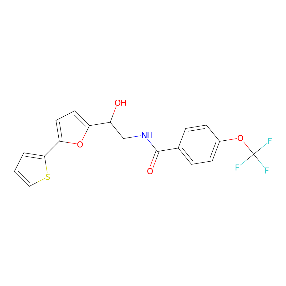 N-{2-hydroxy-2-[5-(thiophen-2-yl)furan-2-yl]ethyl}-4-(trifluoromethoxy)benzamide molecular structure, CAS 2320925-09-3