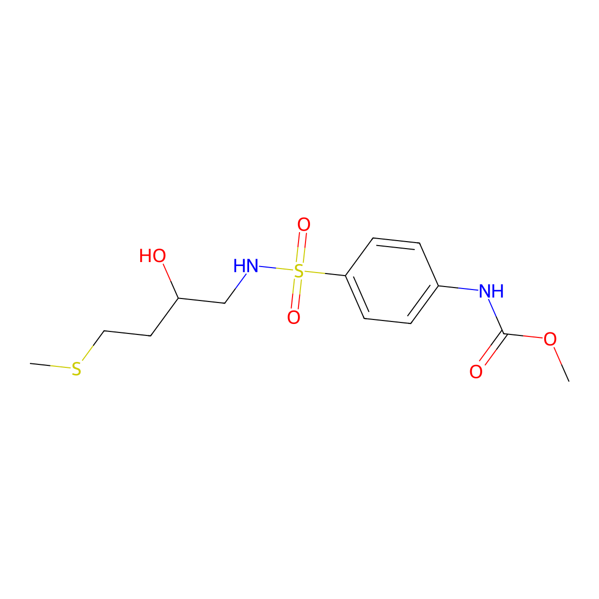 methyl N-(4-{[2-hydroxy-4-(methylsulfanyl)butyl]sulfamoyl}phenyl)carbamate molecular structure, CAS 2320925-12-8