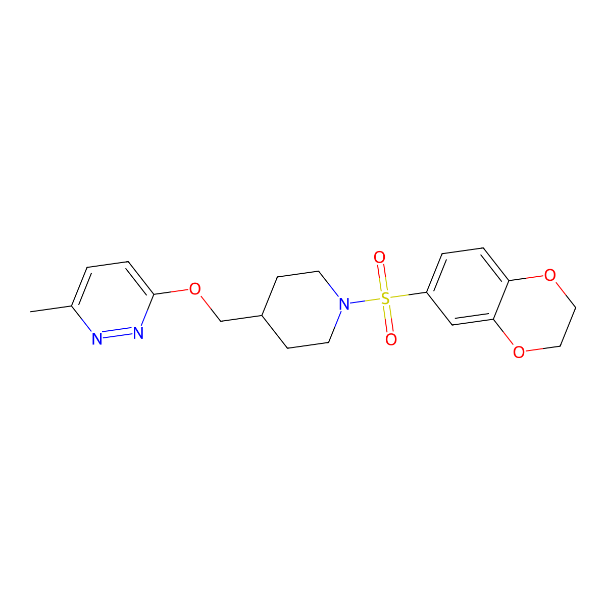 3-{[1-(2,3-Dihydro-1,4-benzodioxine-6-sulfonyl)piperidin-4-yl]methoxy}-6-methylpyridazine molecular structure, CAS 2320925-18-4