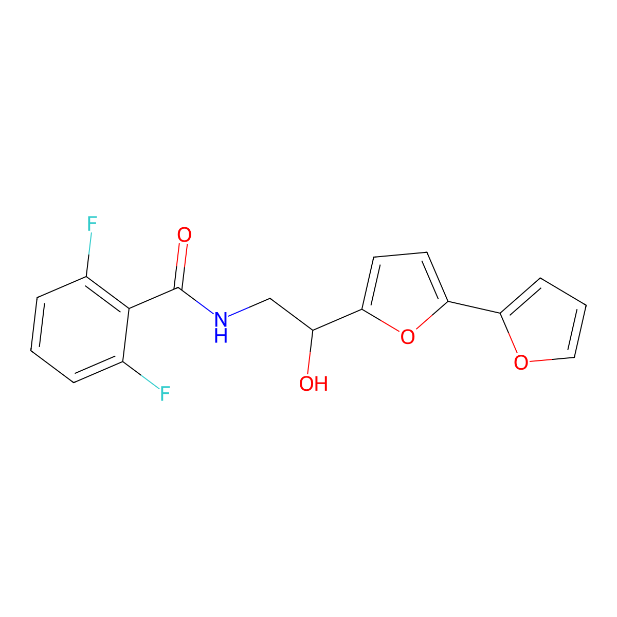 N-(2-{[2,2'-bifuran]-5-yl}-2-hydroxyethyl)-2,6-difluorobenzamide molecular structure, CAS 2320925-44-6