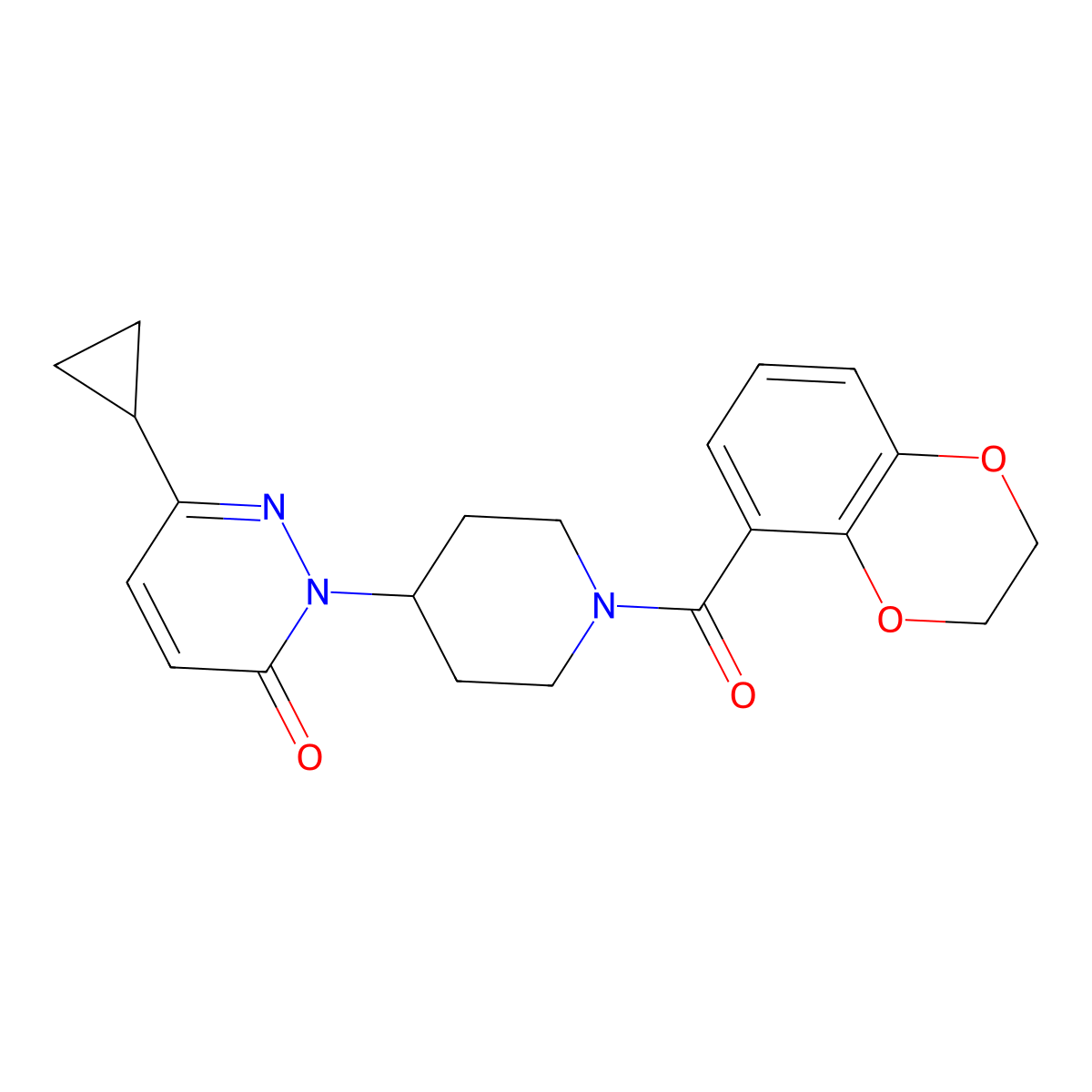 6-Cyclopropyl-2-[1-(2,3-dihydro-1,4-benzodioxine-5-carbonyl)piperidin-4-yl]-2,3-dihydropyridazin-3-one molecular structure, CAS 2320925-99-1