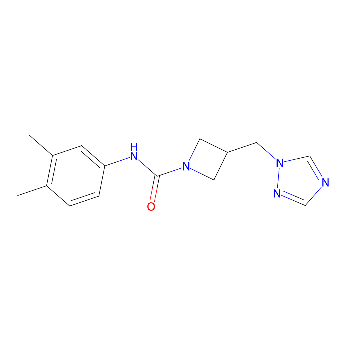 N-(3,4-dimethylphenyl)-3-[(1H-1,2,4-triazol-1-yl)methyl]azetidine-1-carboxamide molecular structure, CAS 2320926-08-5