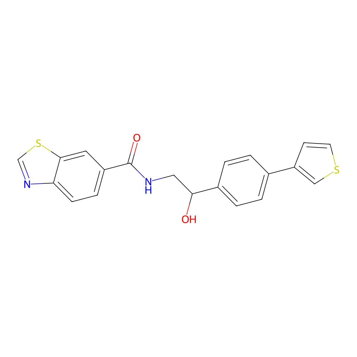 N-{2-hydroxy-2-[4-(thiophen-3-yl)phenyl]ethyl}-1,3-benzothiazole-6-carboxamide molecular structure, CAS 2320926-15-4