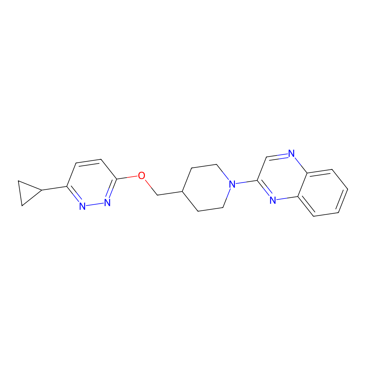 2-(4-{[(6-Cyclopropylpyridazin-3-yl)oxy]methyl}piperidin-1-yl)quinoxaline molecular structure, CAS 2320926-42-7