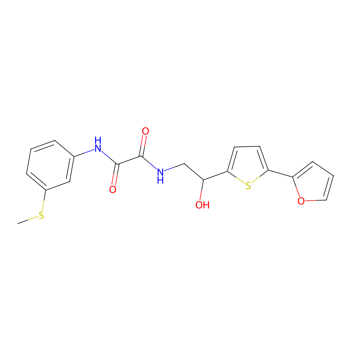 N-{2-[5-(furan-2-yl)thiophen-2-yl]-2-hydroxyethyl}-N'-[3-(methylsulfanyl)phenyl]ethanediamide molecular structure, CAS 2320926-82-5