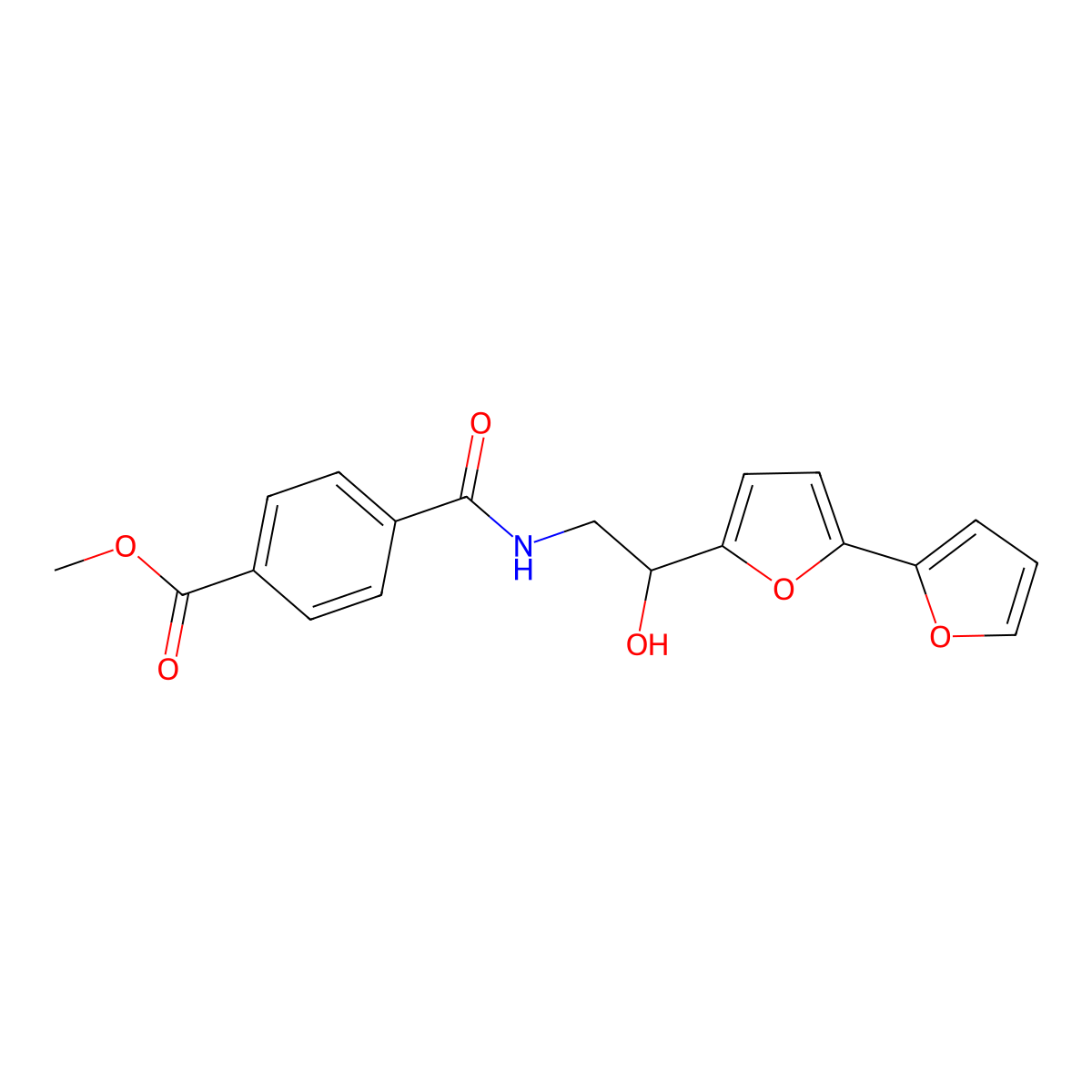 Methyl 4-[(2-{[2,2'-bifuran]-5-yl}-2-hydroxyethyl)carbamoyl]benzoate molecular structure, CAS 2320927-38-4