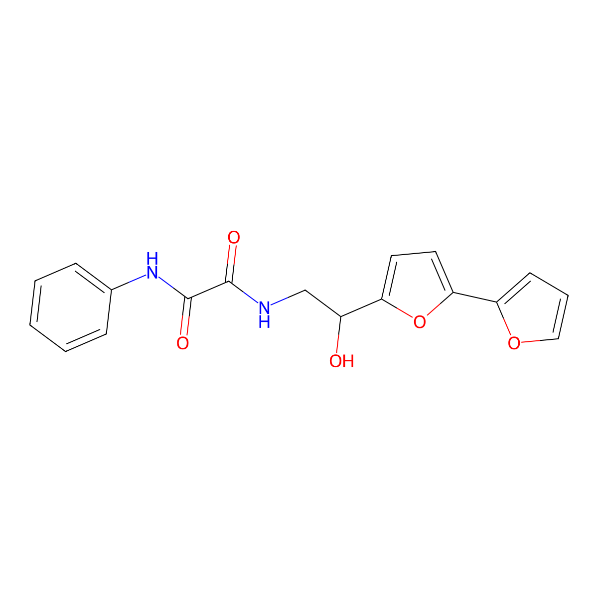 N-(2-{[2,2'-bifuran]-5-yl}-2-hydroxyethyl)-N'-phenylethanediamide molecular structure, CAS 2320928-00-3