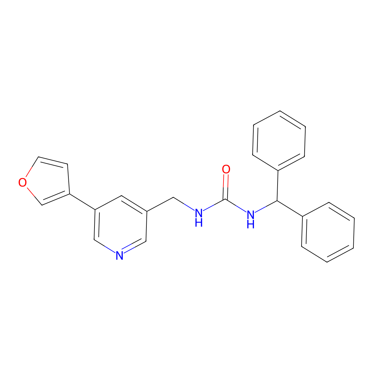 1-(Diphenylmethyl)-3-{[5-(furan-3-yl)pyridin-3-yl]methyl}urea molecular structure, CAS 2320928-21-8
