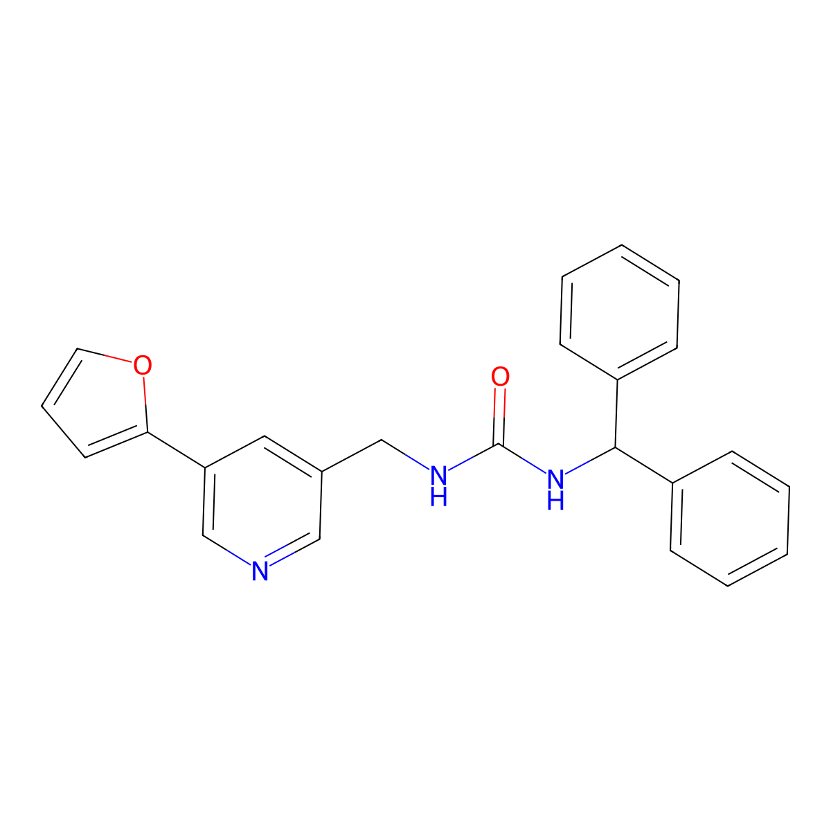 1-Benzhydryl-3-((5-(furan-2-yl)pyridin-3-yl)methyl)urea molecular structure, CAS 2320928-54-7