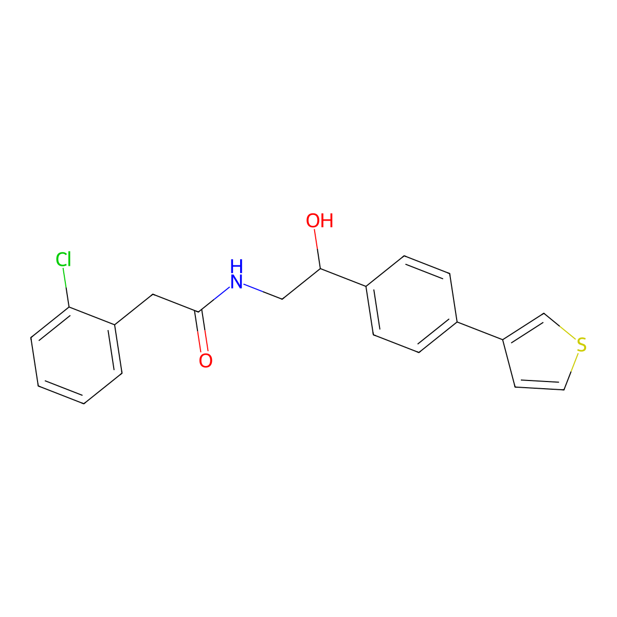 2-(2-chlorophenyl)-N-{2-hydroxy-2-[4-(thiophen-3-yl)phenyl]ethyl}acetamide molecular structure, CAS 2320928-76-3