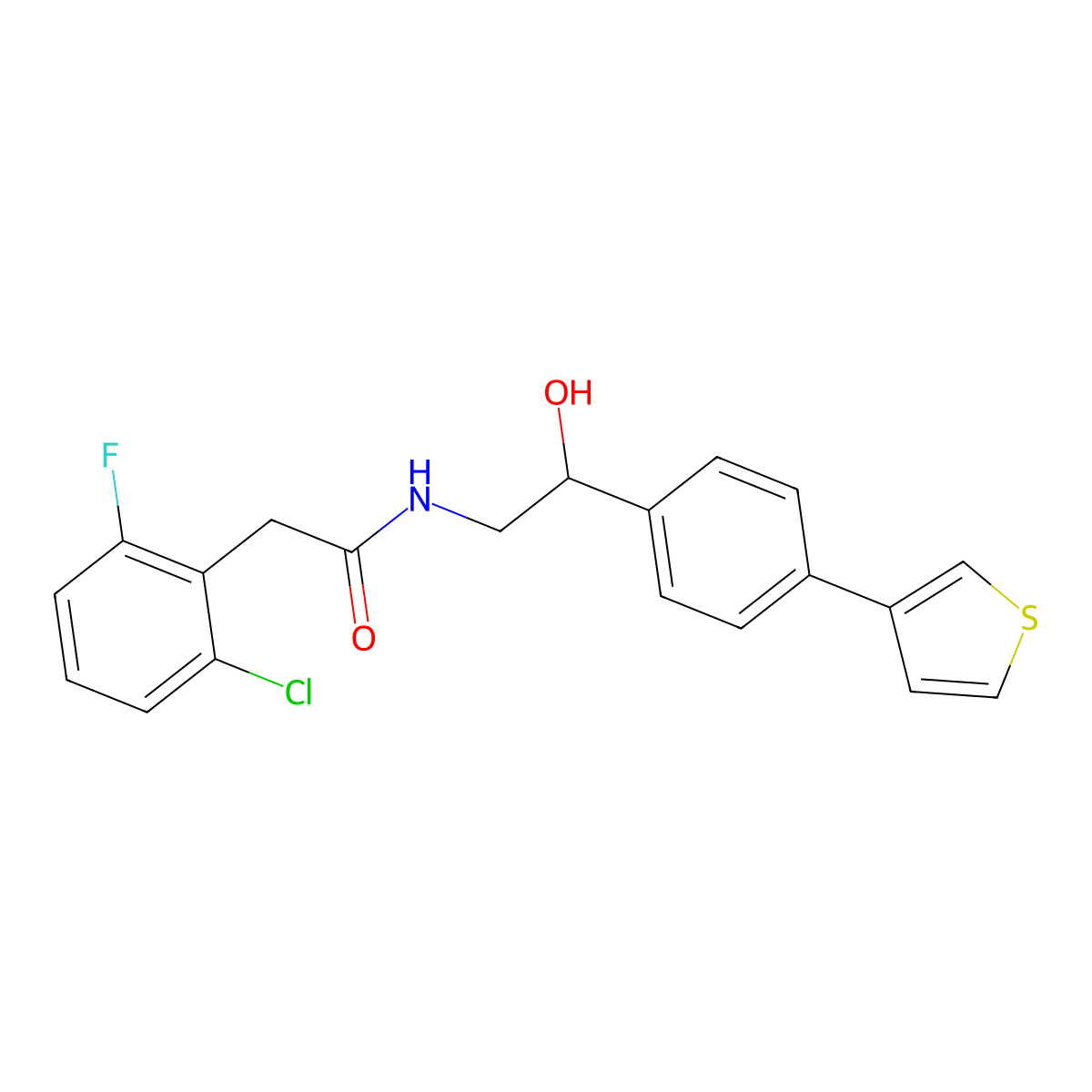 2-(2-chloro-6-fluorophenyl)-N-{2-hydroxy-2-[4-(thiophen-3-yl)phenyl]ethyl}acetamide molecular structure, CAS 2320928-86-5