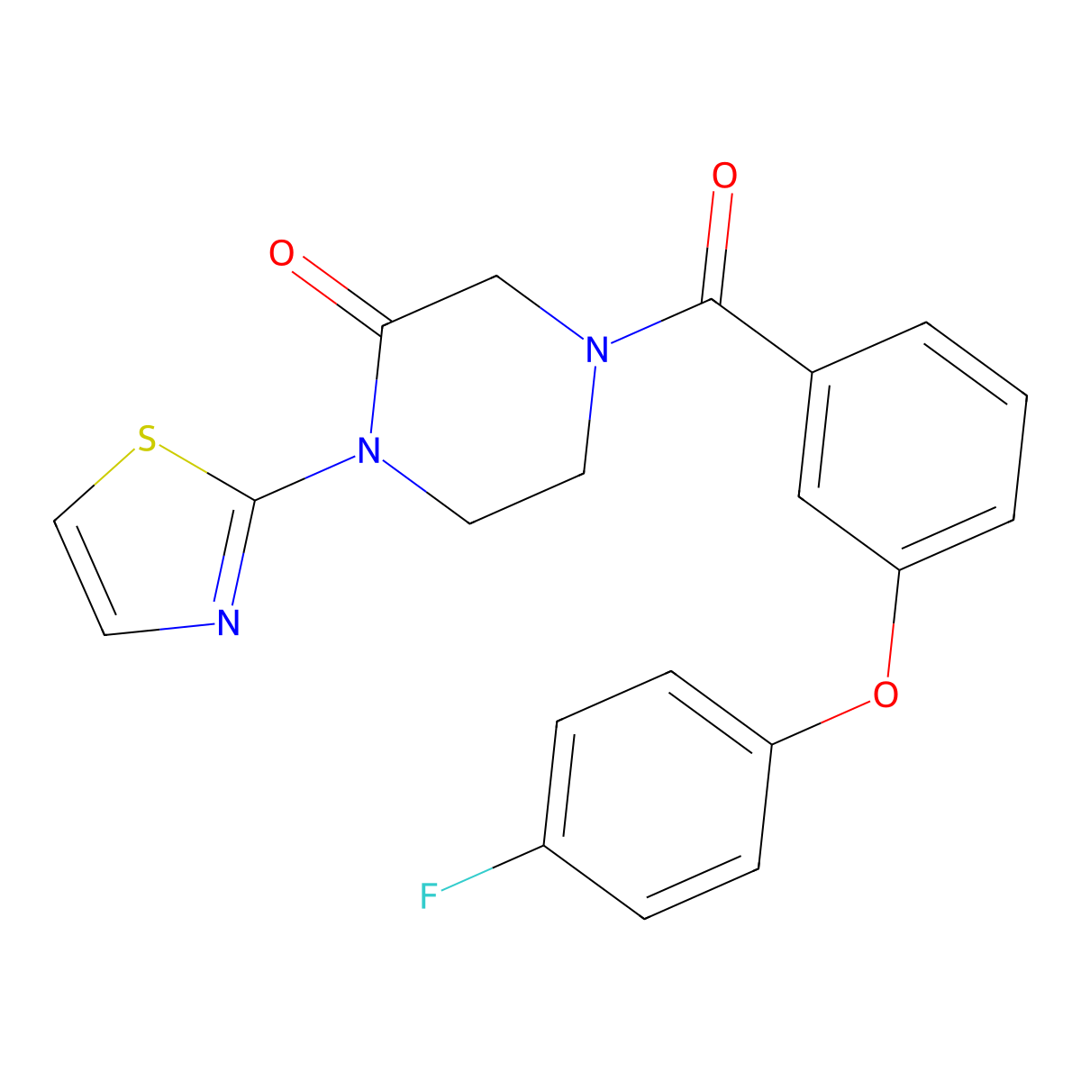 4-[3-(4-Fluorophenoxy)benzoyl]-1-(1,3-thiazol-2-yl)piperazin-2-one molecular structure, CAS 2320929-39-1