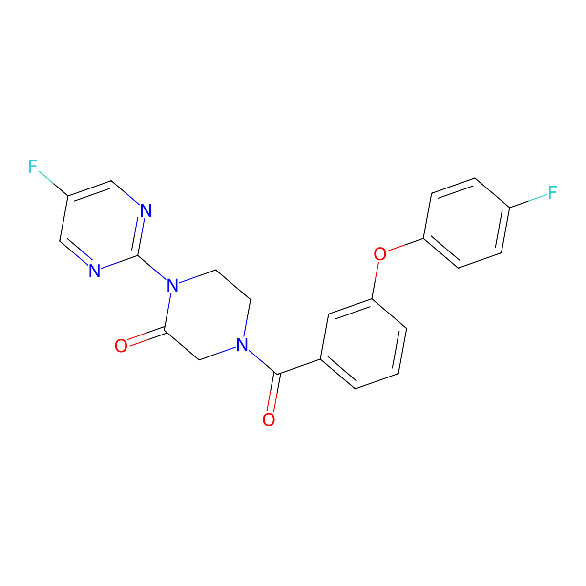 4-[3-(4-Fluorophenoxy)benzoyl]-1-(5-fluoropyrimidin-2-yl)piperazin-2-one molecular structure, CAS 2320929-45-9