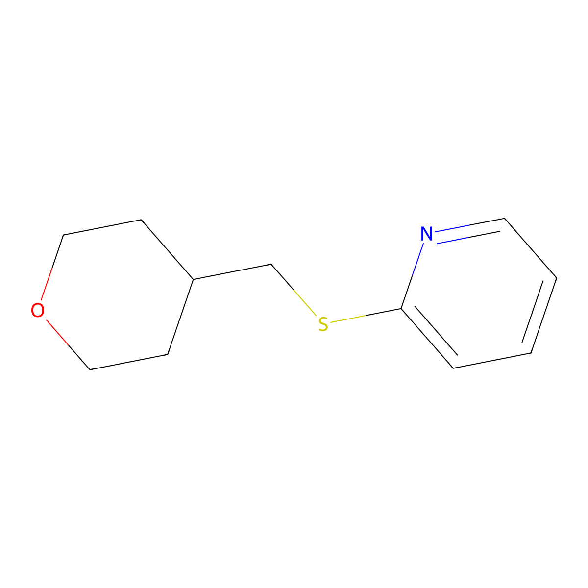 2-{[(Oxan-4-yl)methyl]sulfanyl}pyridine molecular structure, CAS 2320931-54-0