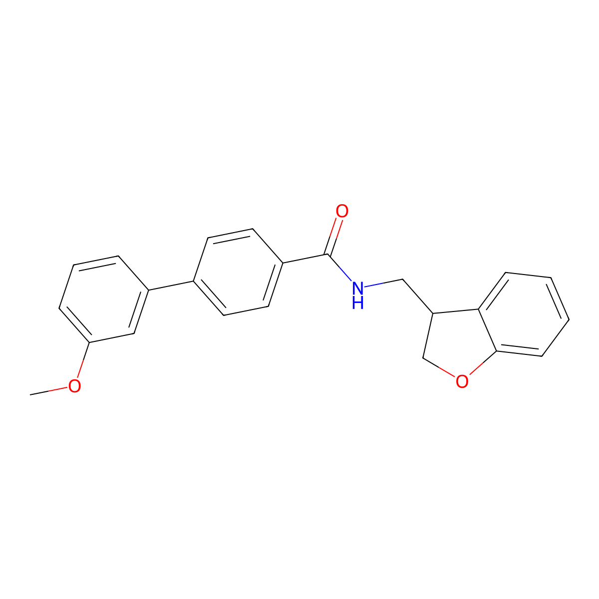 N-[(2,3-dihydro-1-benzofuran-3-yl)methyl]-3'-methoxy-[1,1'-biphenyl]-4-carboxamide molecular structure, CAS 2320953-41-9