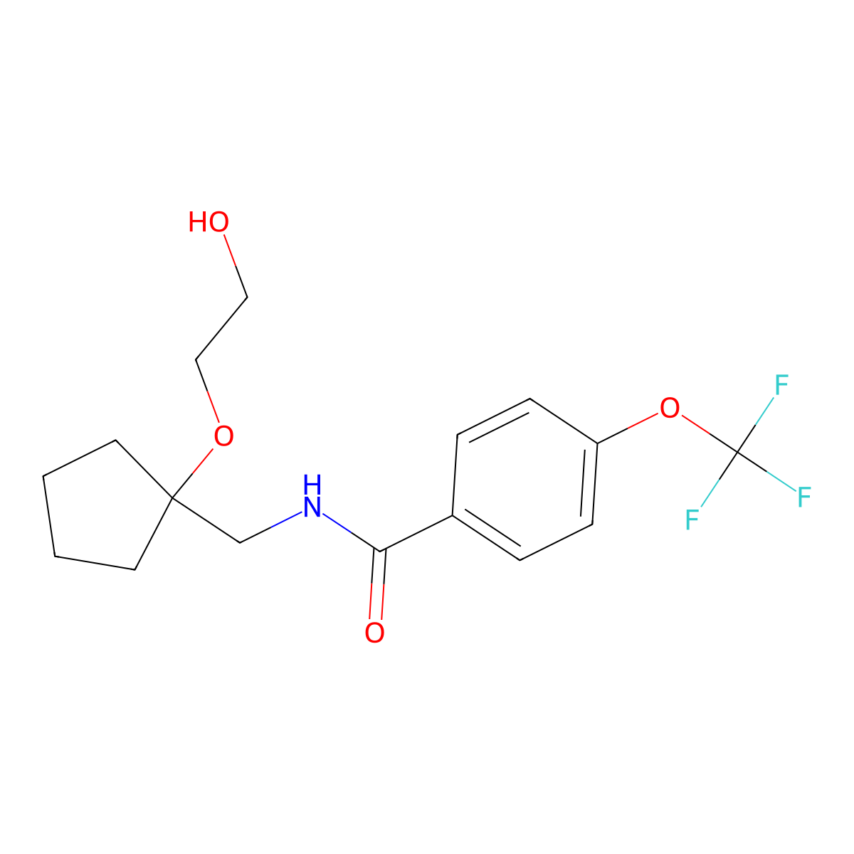 N-((1-(2-hydroxyethoxy)cyclopentyl)methyl)-4-(trifluoromethoxy)benzamide molecular structure, CAS 2320953-47-5