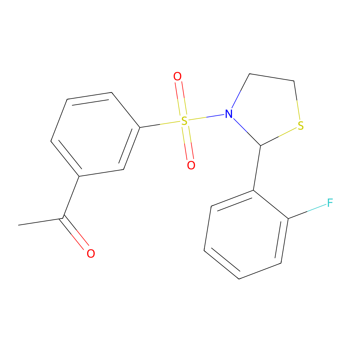 1-(3-((2-(2-Fluorophenyl)thiazolidin-3-yl)sulfonyl)phenyl)ethan-1-one molecular structure, CAS 2320953-48-6