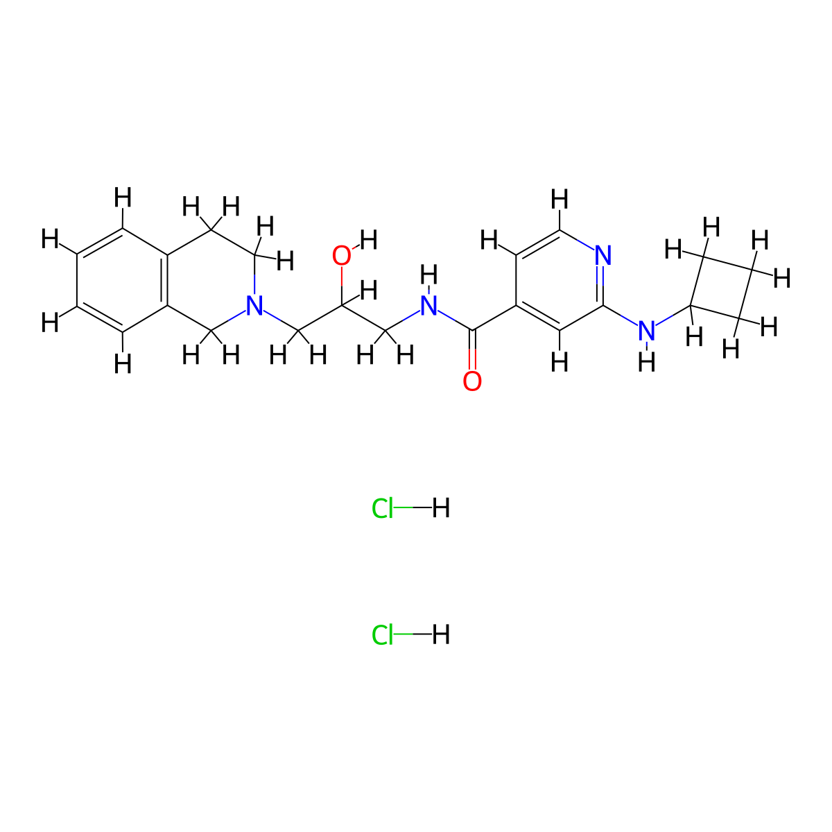 2-(cyclobutylamino)-N-[3-(3,4-dihydro-1H-isoquinolin-2-yl)-2-hydroxypropyl]pyridine-4-carboxamide;dihydrochloride molecular structure, CAS 2320953-89-5
