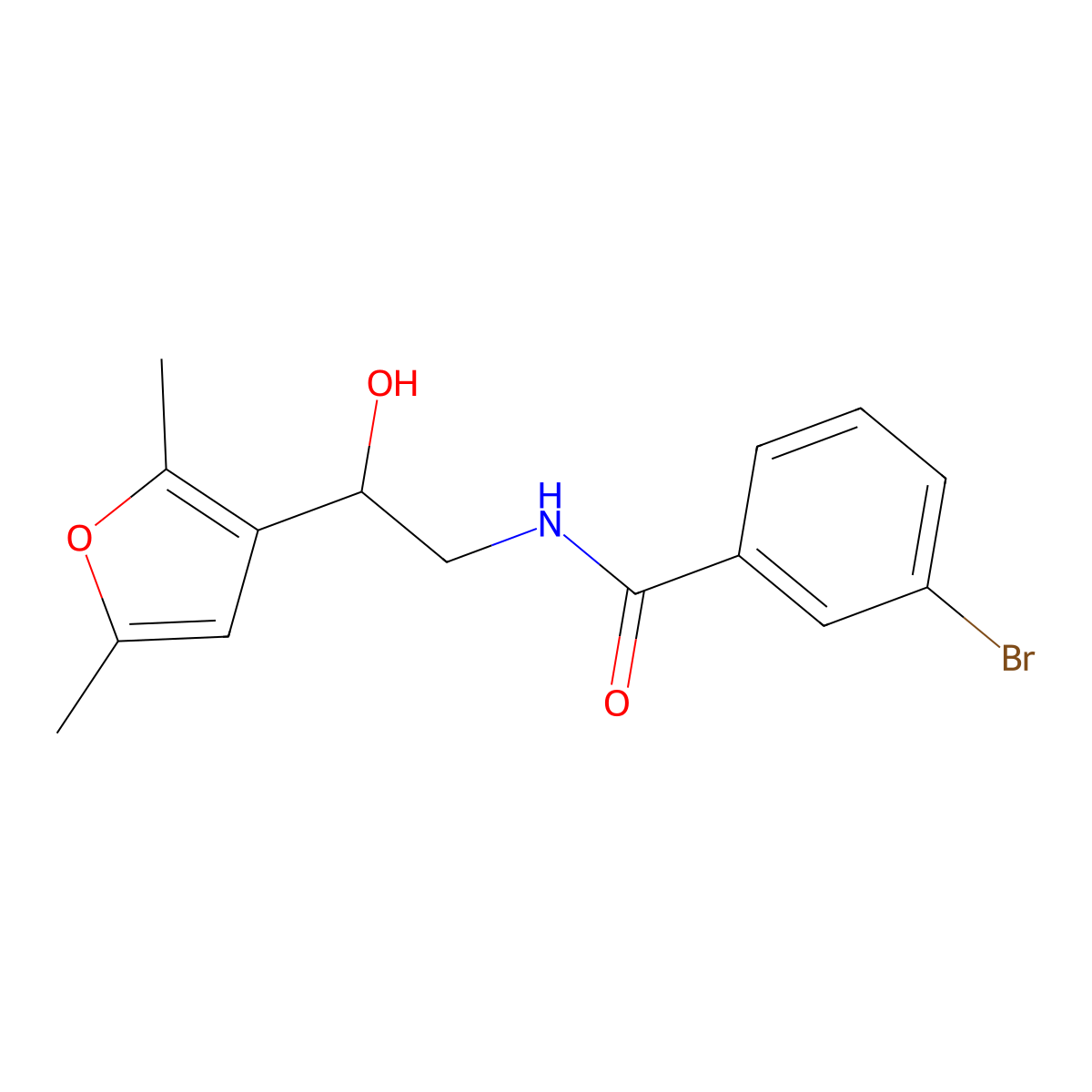 3-bromo-N-[2-(2,5-dimethylfuran-3-yl)-2-hydroxyethyl]benzamide molecular structure, CAS 2320954-15-0