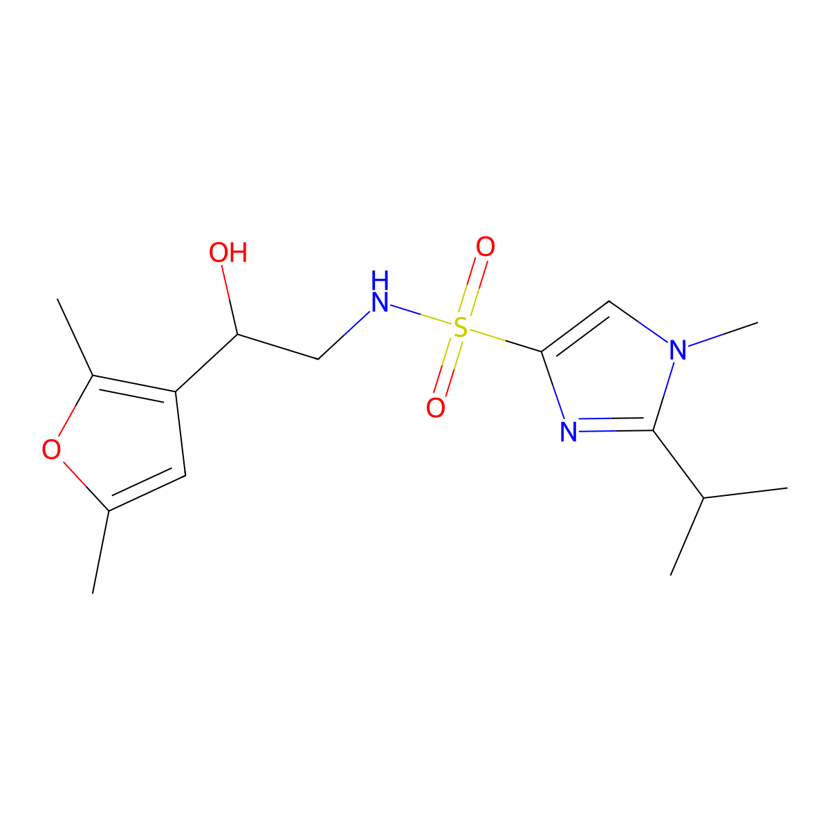 N-[2-(2,5-dimethylfuran-3-yl)-2-hydroxyethyl]-1-methyl-2-(propan-2-yl)-1H-imidazole-4-sulfonamide molecular structure, CAS 2320954-20-7