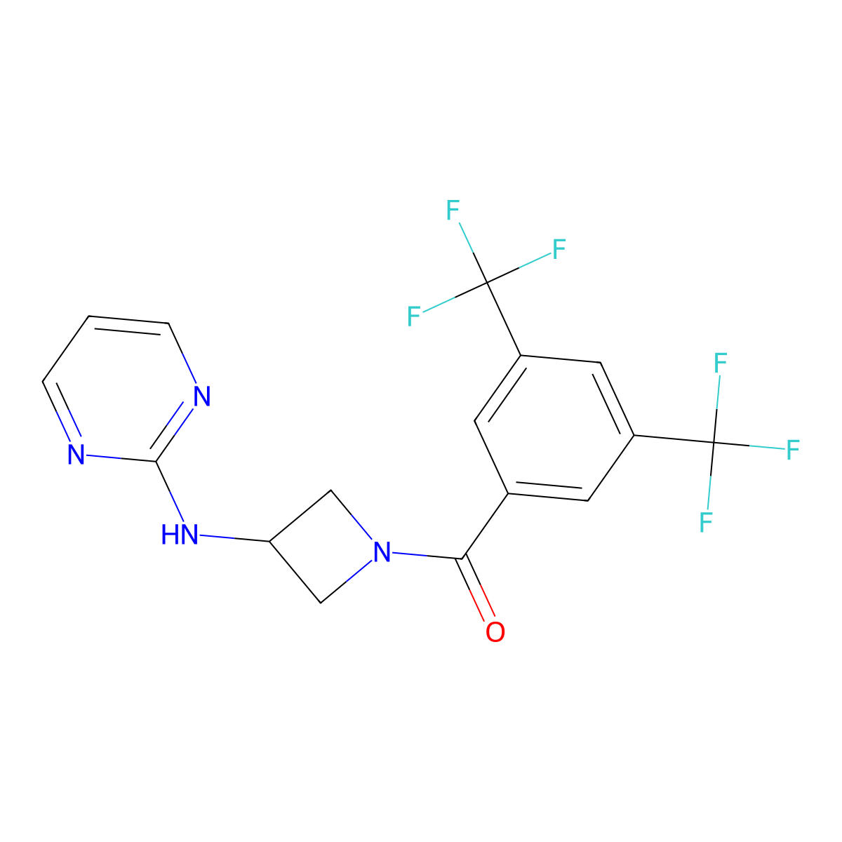 N-{1-[3,5-bis(trifluoromethyl)benzoyl]azetidin-3-yl}pyrimidin-2-amine molecular structure, CAS 2320954-61-6