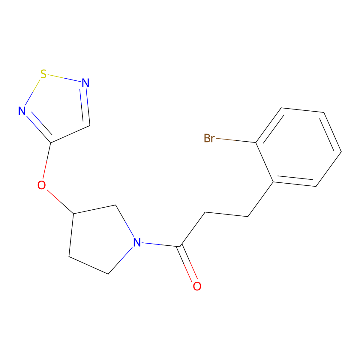 3-(2-Bromophenyl)-1-[3-(1,2,5-thiadiazol-3-yloxy)pyrrolidin-1-yl]propan-1-one molecular structure, CAS 2320954-82-1