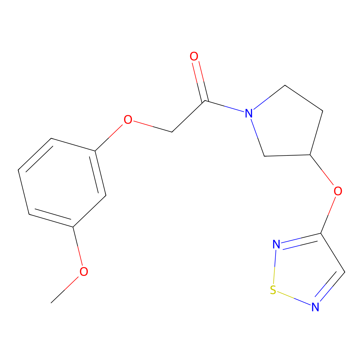 2-(3-Methoxyphenoxy)-1-[3-(1,2,5-thiadiazol-3-yloxy)pyrrolidin-1-yl]ethan-1-one molecular structure, CAS 2320954-92-3