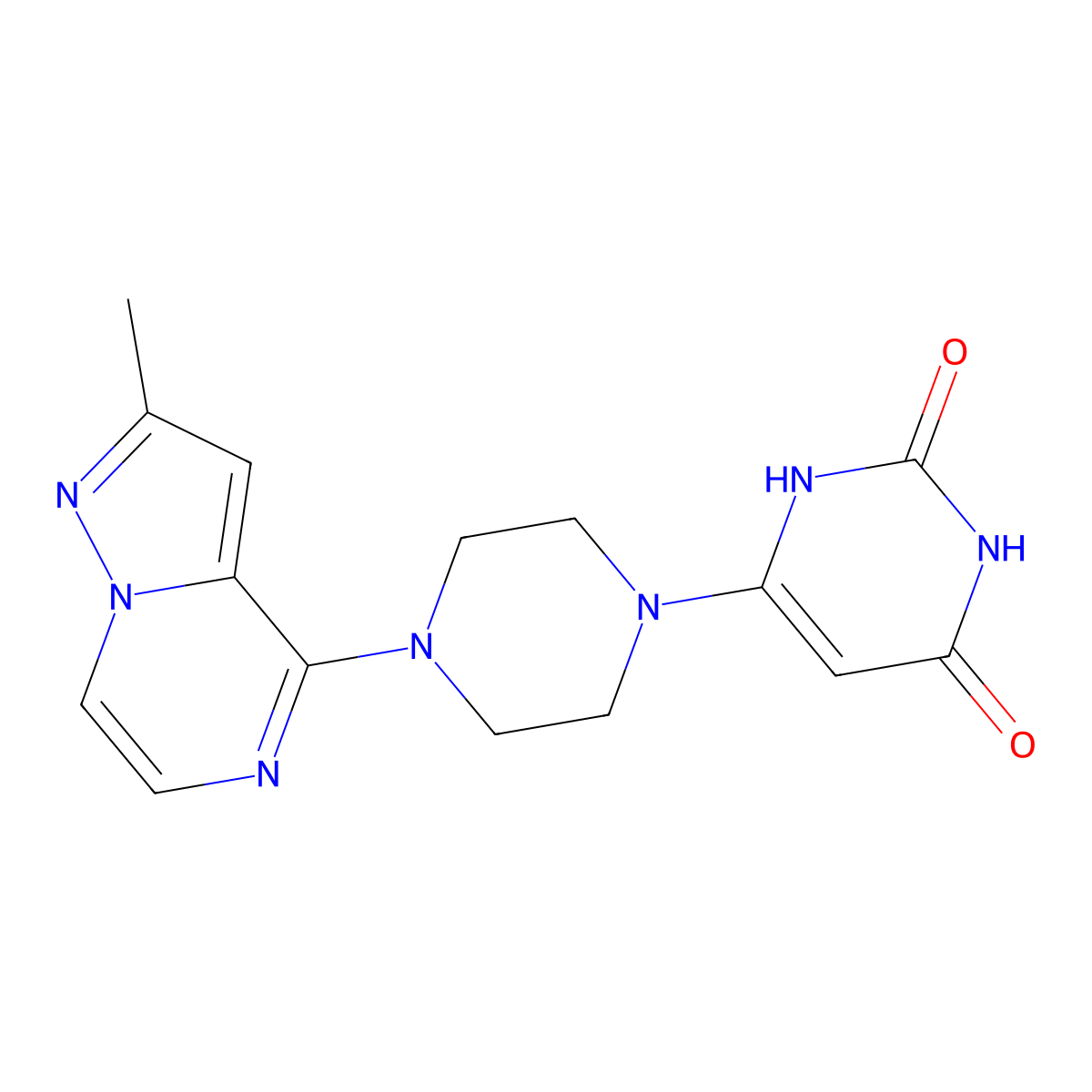 6-(4-(2-methylpyrazolo[1,5-a]pyrazin-4-yl)piperazin-1-yl)pyrimidine-2,4(1H,3H)-dione molecular structure, CAS 2320955-18-6