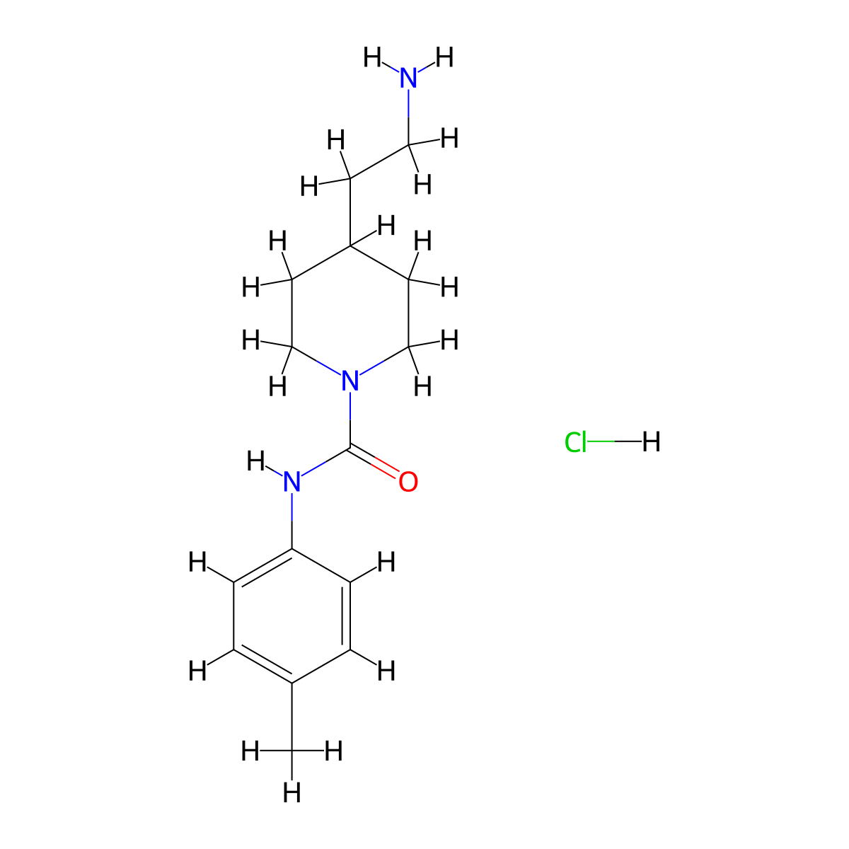 4-(2-aminoethyl)-N-(p-tolyl)piperidine-1-carboxamide hydrochloride molecular structure, CAS 2320955-43-7