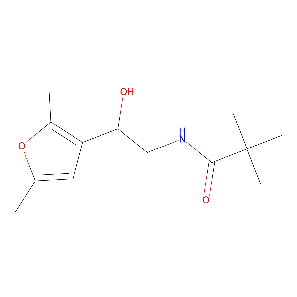 N-[2-(2,5-dimethylfuran-3-yl)-2-hydroxyethyl]-2,2-dimethylpropanamide molecular structure, CAS 2320955-55-1