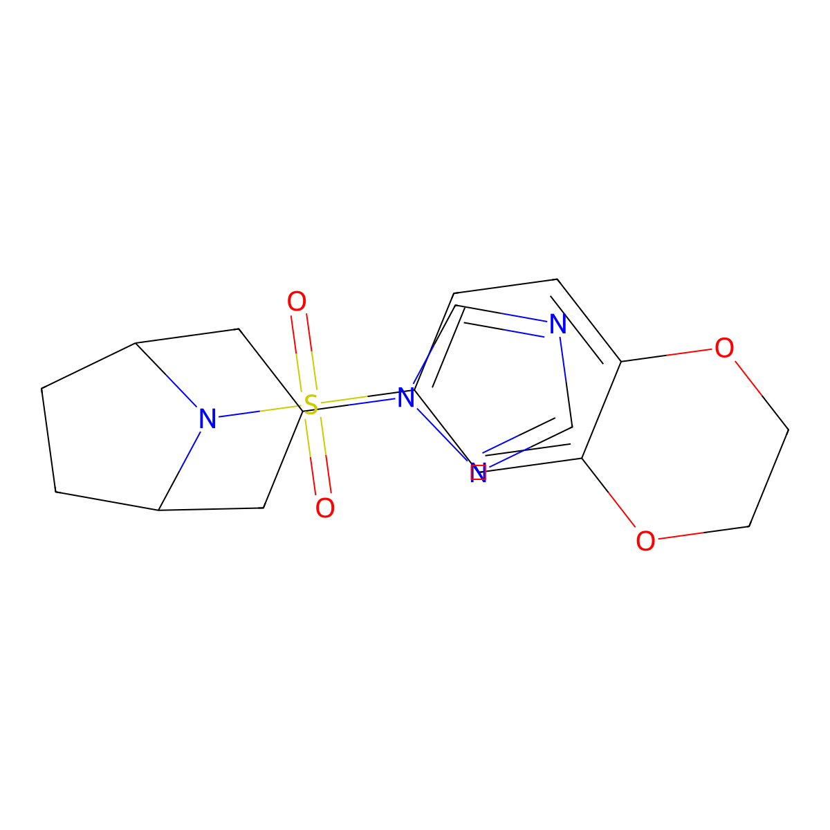 8-(2,3-dihydro-1,4-benzodioxine-6-sulfonyl)-3-(1H-1,2,4-triazol-1-yl)-8-azabicyclo[3.2.1]octane molecular structure, CAS 2320955-85-7