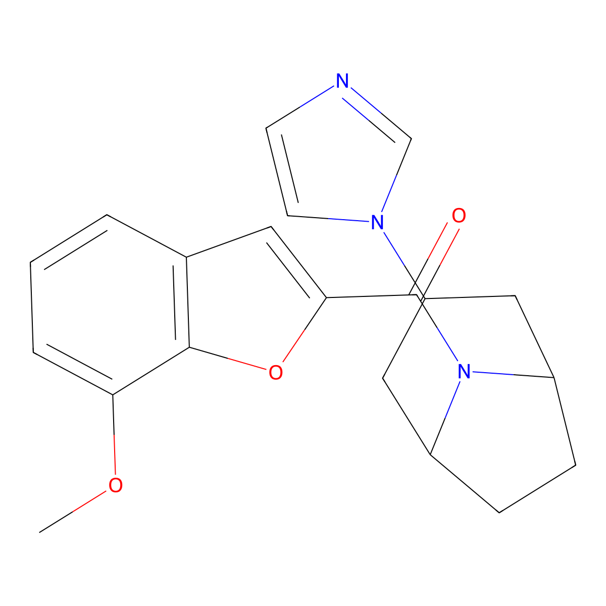 ((1R,5S)-3-(1H-imidazol-1-yl)-8-azabicyclo[3.2.1]octan-8-yl)(7-methoxybenzofuran-2-yl)methanone molecular structure, CAS 2320956-55-4