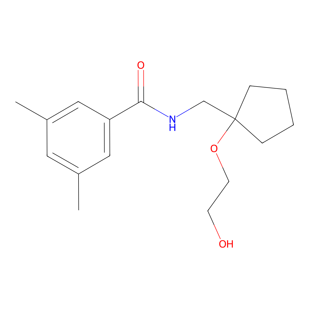 N-{[1-(2-hydroxyethoxy)cyclopentyl]methyl}-3,5-dimethylbenzamide molecular structure, CAS 2320957-00-2