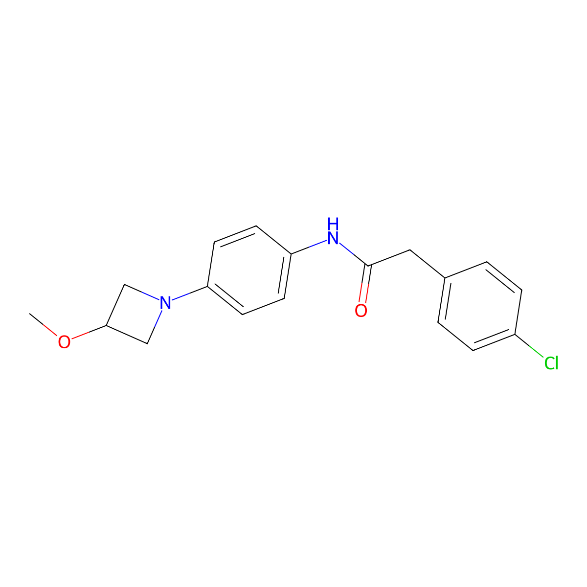 2-(4-chlorophenyl)-N-[4-(3-methoxyazetidin-1-yl)phenyl]acetamide molecular structure, CAS 2320957-57-9