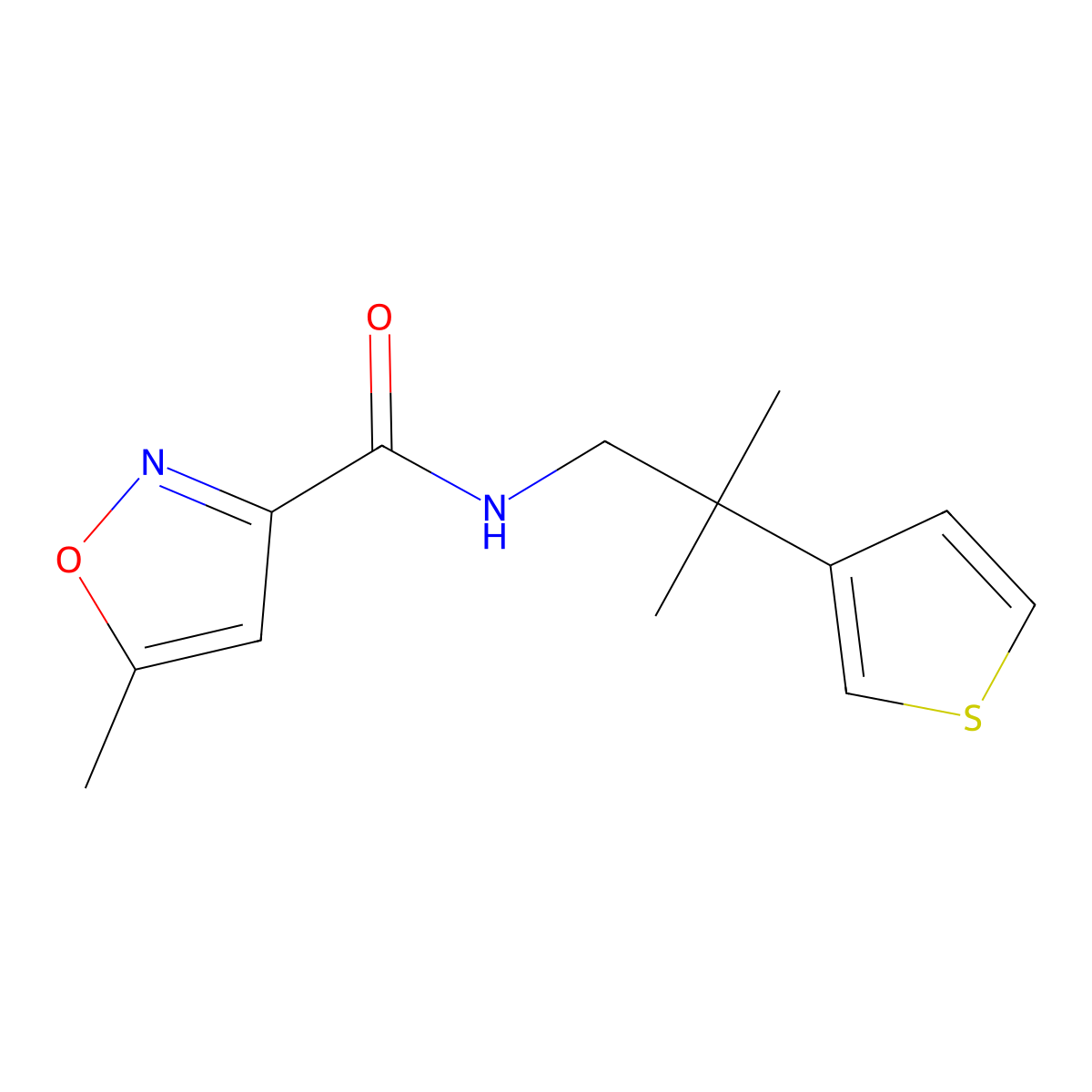 5-methyl-N-(2-methyl-2-(thiophen-3-yl)propyl)isoxazole-3-carboxamide molecular structure, CAS 2320957-71-7