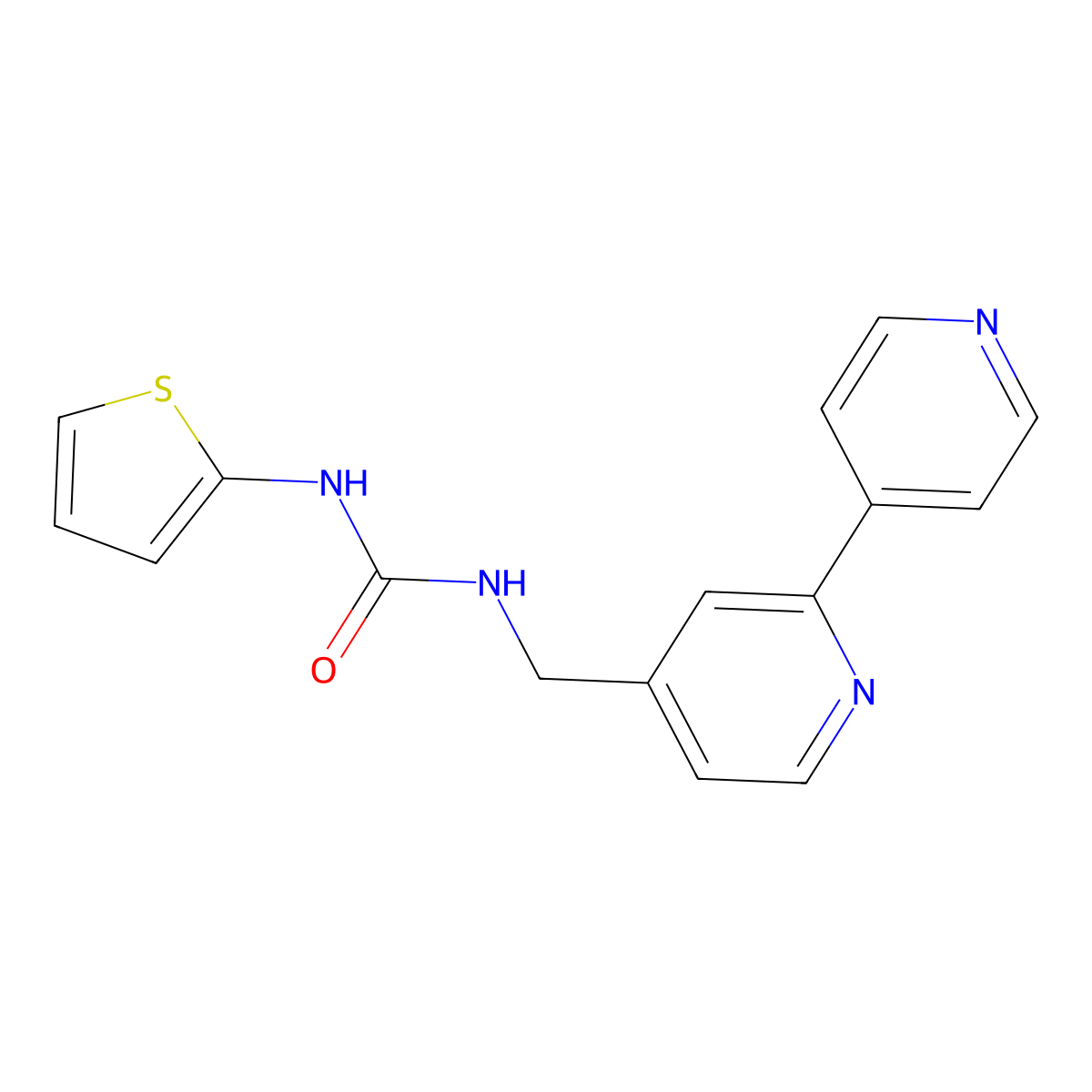 1-({[2,4'-Bipyridine]-4-yl}methyl)-3-(thiophen-2-yl)urea molecular structure, CAS 2320958-21-0