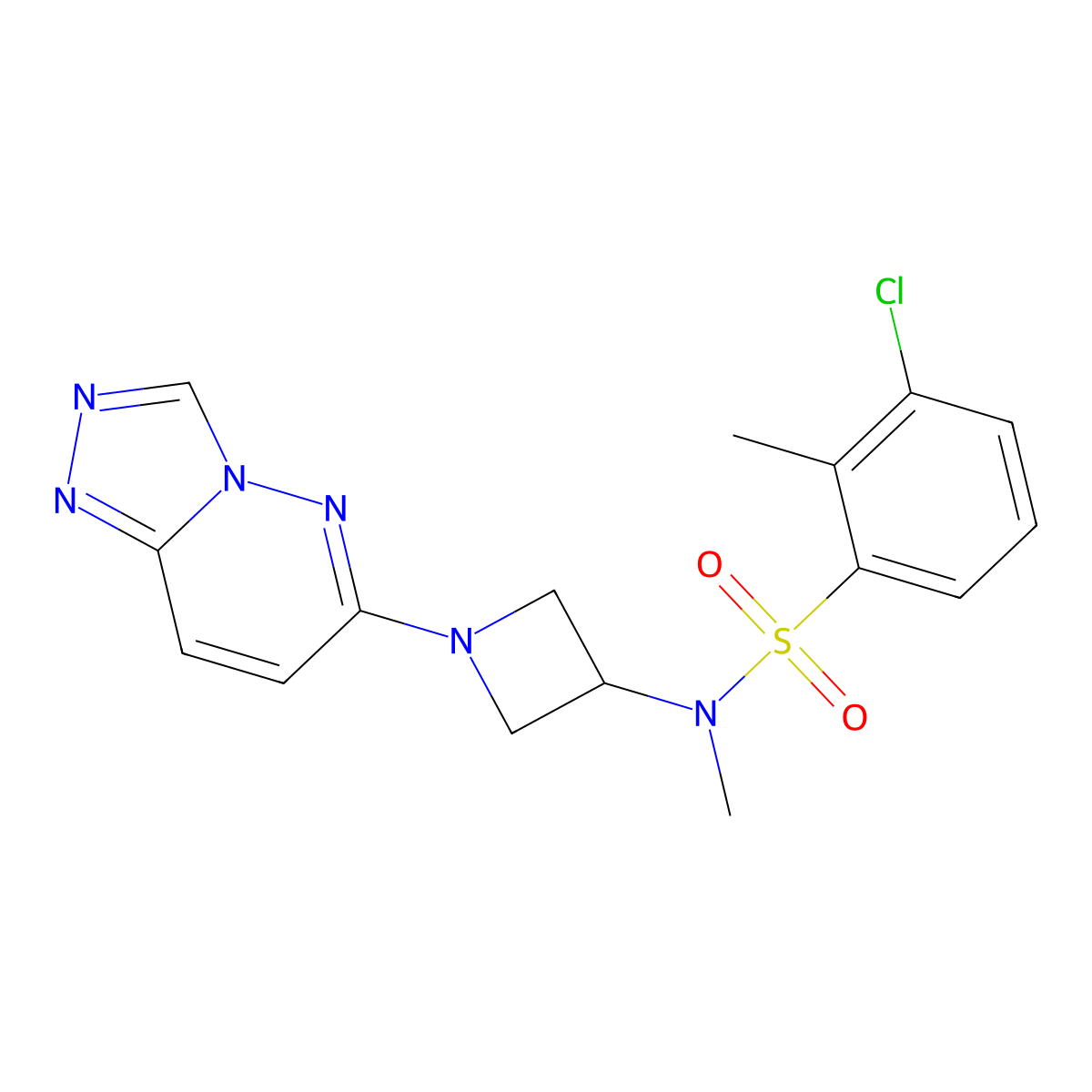 N-(1-([1,2,4]triazolo[4,3-b]pyridazin-6-yl)azetidin-3-yl)-3-chloro-N,2-dimethylbenzenesulfonamide molecular structure, CAS 2320958-59-4