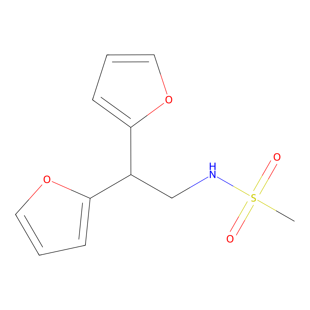 N-[2,2-bis(furan-2-yl)ethyl]methanesulfonamide molecular structure, CAS 2320959-11-1